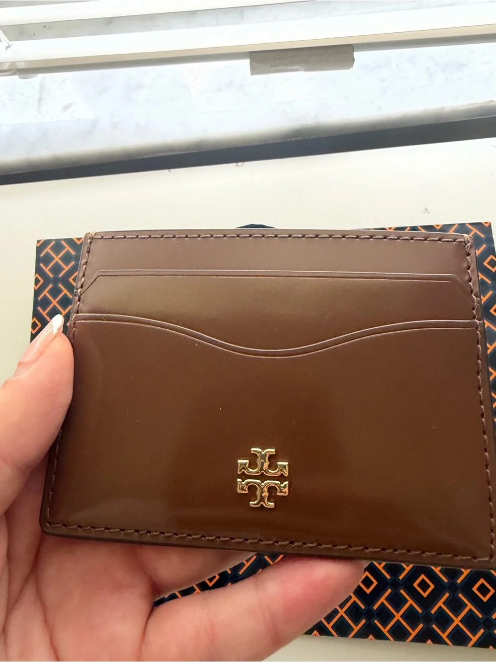 Tory Burch Brown Leather Card Case